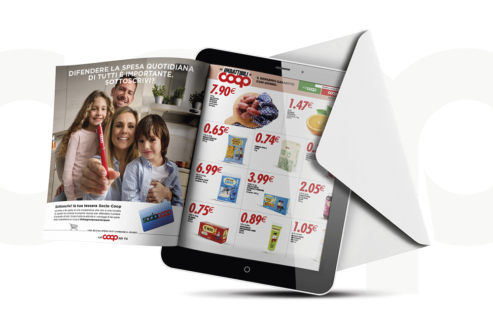 Immagine di un iPad con aperta la newsletter di Coop Centro Italia